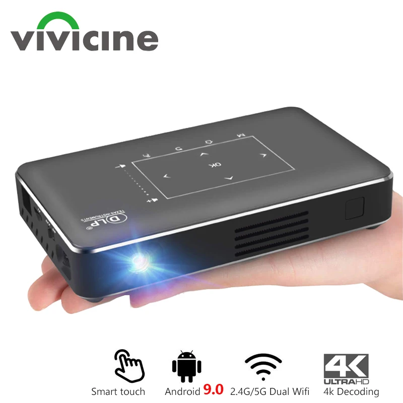 Vivicine новый обновленный P10 Android 9 0 Smart 3D 4K мини проектор Карманный Wi Fi светодиодный