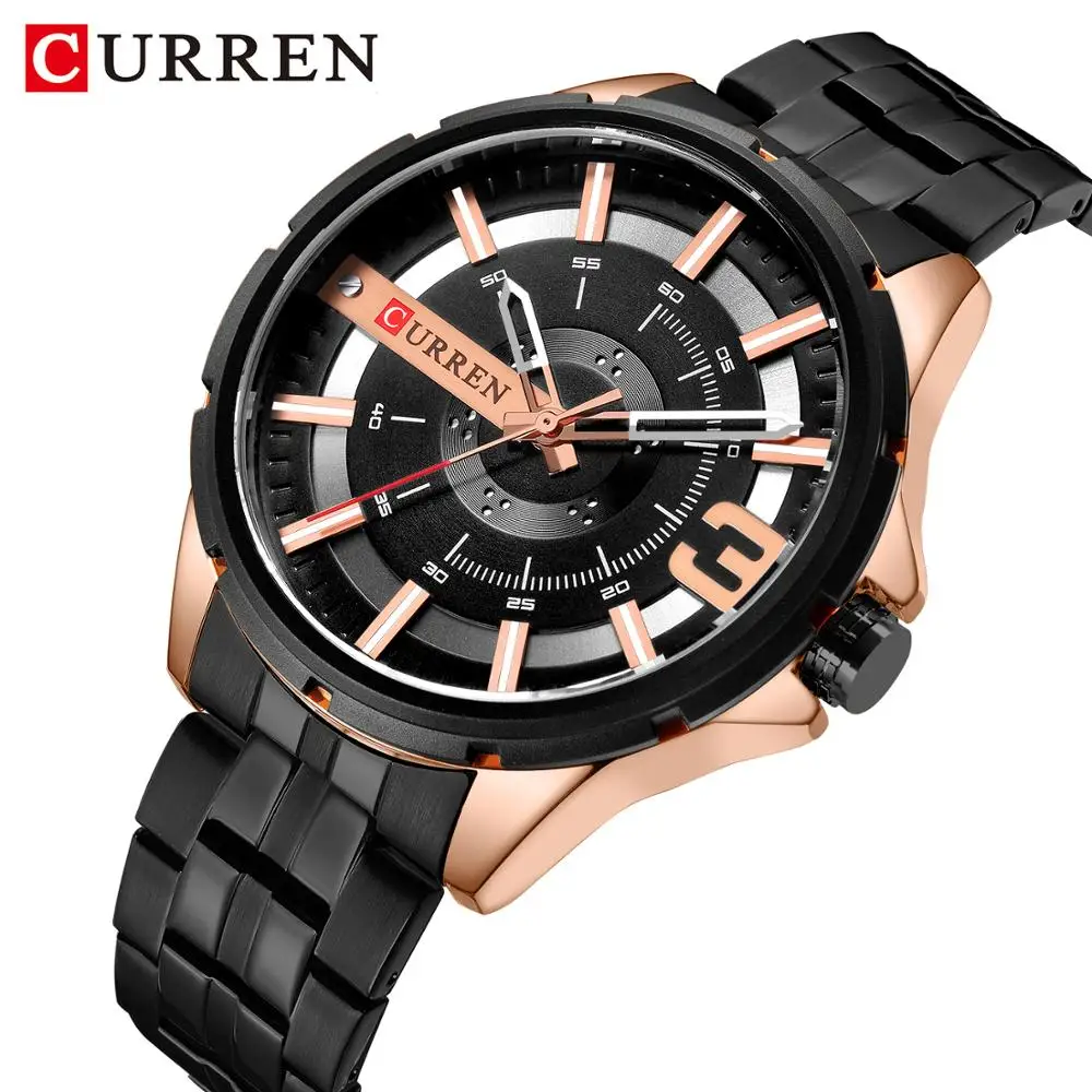 CURREN Black Watches Mens Dial Quartz Watch Fashion Waterproof Wristwatch Stainless Steel Top Brand Luxury Men Clock
CURREN Black Watches Mens Dial Quartz Watch Fashion Waterproof Wristwatch Stainless Steel Top Brand Luxury Men Clock