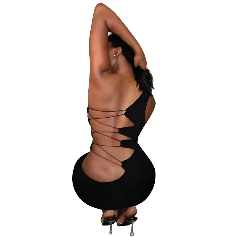 European and American style 2021 summer new women's fashion shoulder strap openwork sexy backless slim dress women
European and American style 2021 summer new women's fashion shoulder strap openwork sexy backless slim dress women