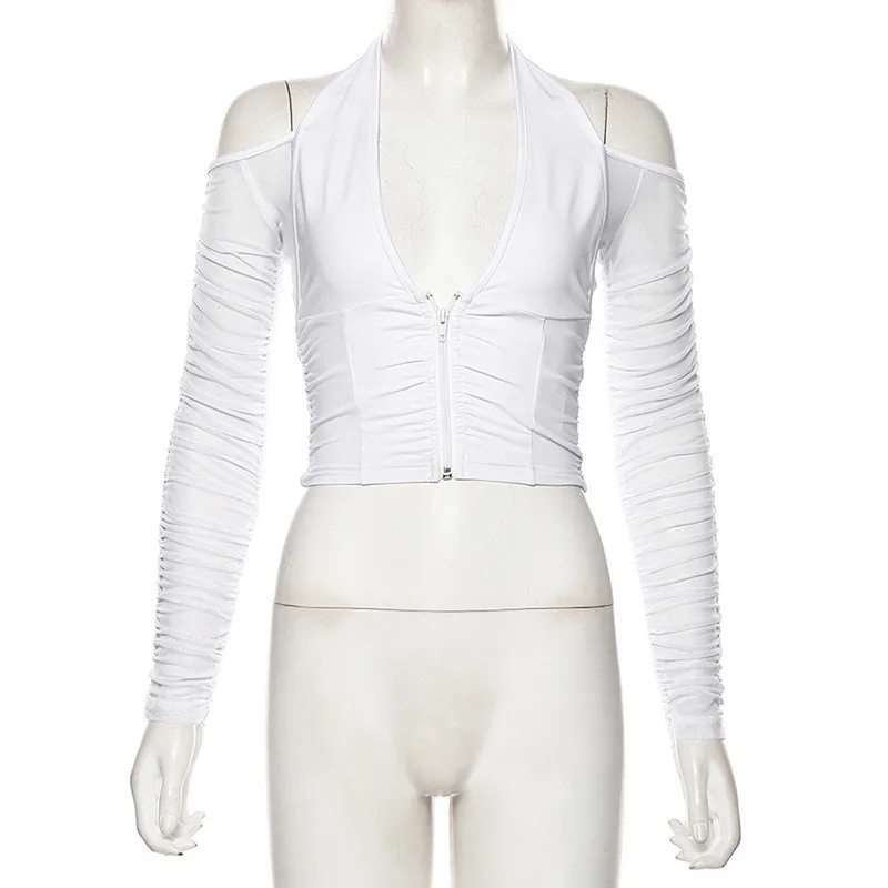2021 Fashion Halter Mesh Shirt Top Women Tshirt Spring V-neck Off Shoulder T-shirts Female Sexy Skinny Streetwear Tops Blusas
2021 Fashion Halter Mesh Shirt Top Women Tshirt Spring V-neck Off Shoulder T-shirts Female Sexy Skinny Streetwear Tops Blusas