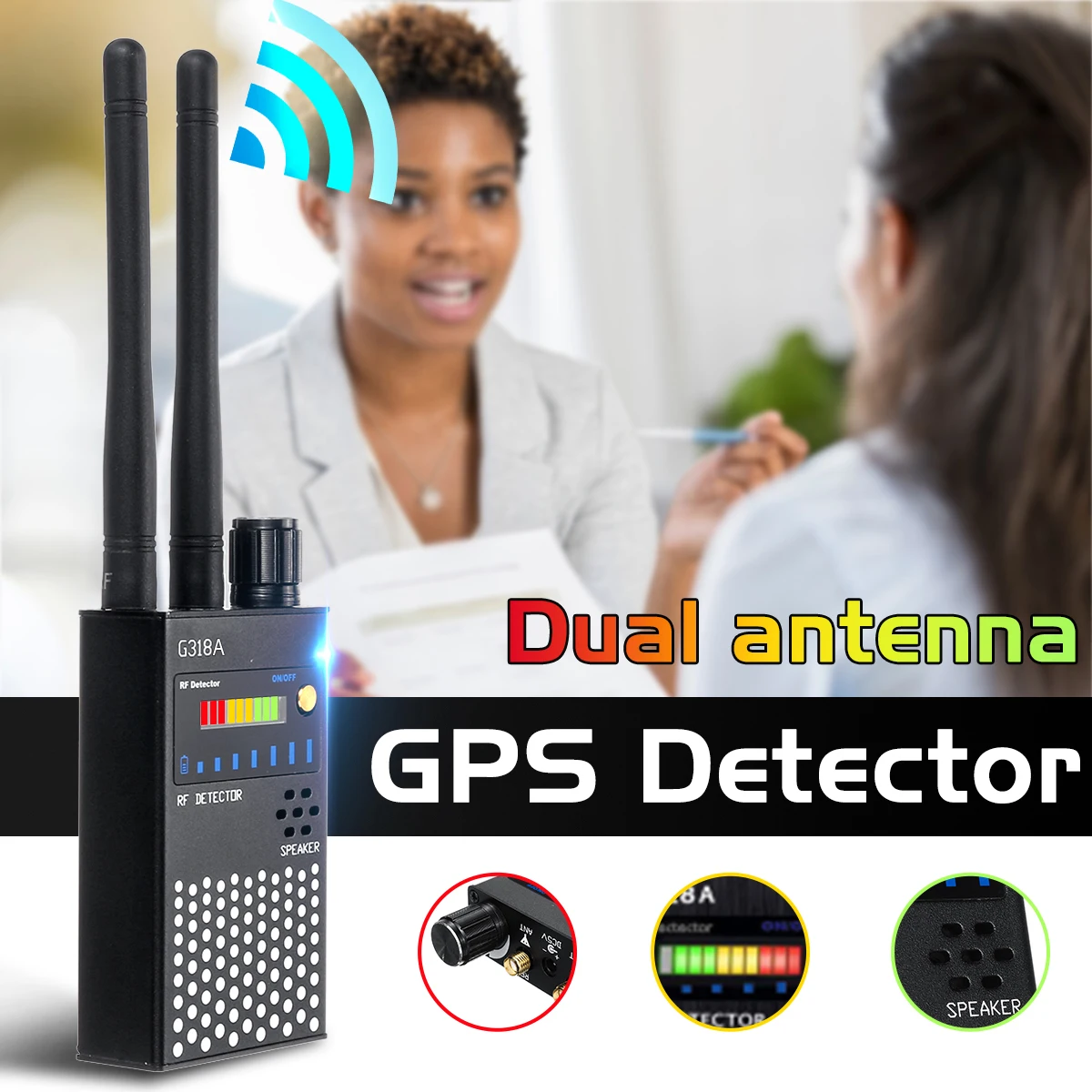 Update G318A Wireless Signal Bug Detector Anti-Spy Bug Detector GPS Location Dual antenna Finder-Tracker Frequency Scan Securit
Update G318A Wireless Signal Bug Detector Anti-Spy Bug Detector GPS Location Dual antenna Finder-Tracker Frequency Scan Securit