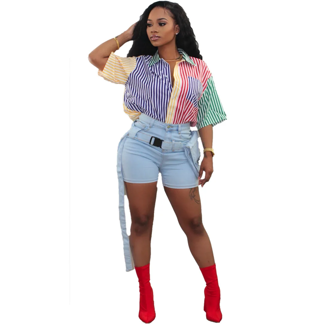 Summer Shirt Striped Contrast Short Sleeve Women Blouses New Shirtsl Loose Summer Button Casual Shirt 2021women Clothing
Summer Shirt Striped Contrast Short Sleeve Women Blouses New Shirtsl Loose Summer Button Casual Shirt 2021women Clothing
