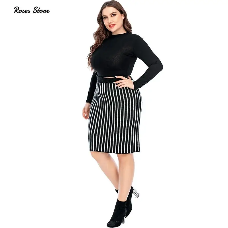 Womens Plus Size Soft Basic Midi Knitted Skirt Striped Knee Length Elastic Waist Bodycon Pencil Skirts Female Oversized Knitwear
Womens Plus Size Soft Basic Midi Knitted Skirt Striped Knee Length Elastic Waist Bodycon Pencil Skirts Female Oversized Knitwear