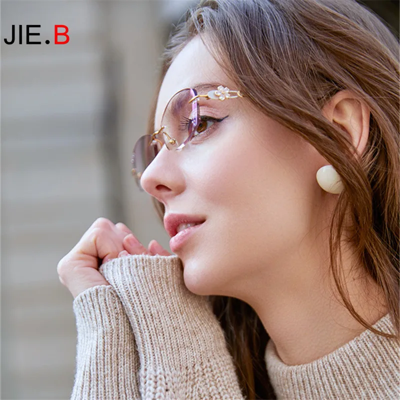 

JI E.B чистый Титан Цвет алмаз безрамных зеркал для дам, может быть оснащен ультра-светильник с защитой от УФ-светильник, очки для близорукости