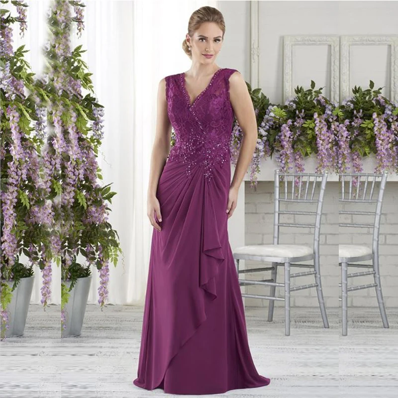 2021 Graceful A Line Purple Chiffon V Neck Mother of the Bride Dresses Back Out Wedding Party Dress Lace Beaded Mother Gowns
2021 Graceful A Line Purple Chiffon V Neck Mother of the Bride Dresses Back Out Wedding Party Dress Lace Beaded Mother Gowns