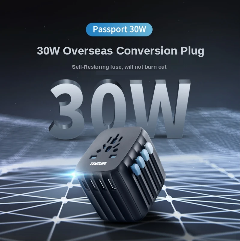 Zendure Passport 30W Power Delivery Auto-Resetting Fuse Travel Plug Worldwide Conversion Socket Conversion Plug Travel Adapter
Zendure Passport 30W Power Delivery Auto-Resetting Fuse Travel Plug Worldwide Conversion Socket Conversion Plug Travel Adapter