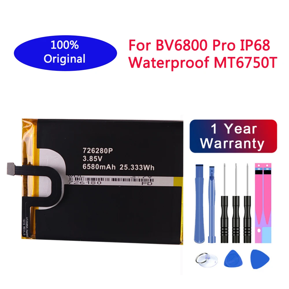 100% Original Blackview 726280P Battery 6580mAh For Blackview BV6800 Pro IP68 Waterproof MT6750T Phone Batteries and free tool
100% Original Blackview 726280P Battery 6580mAh For Blackview BV6800 Pro IP68 Waterproof MT6750T Phone Batteries and free tool