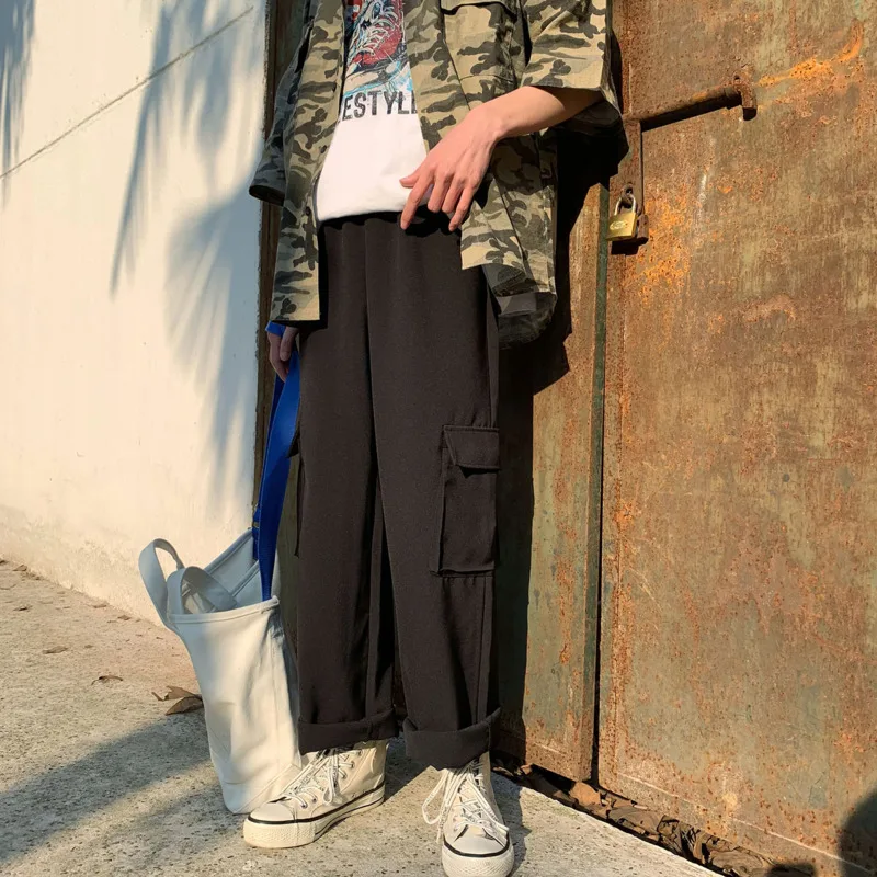 2020 Spring And Autumn New Youth Popular Multi-pocket Wide Leg Overalls Fashion Solid Color Loose Casual Pants Black / Grey S-L
2020 Spring And Autumn New Youth Popular Multi-pocket Wide Leg Overalls Fashion Solid Color Loose Casual Pants Black / Grey S-L