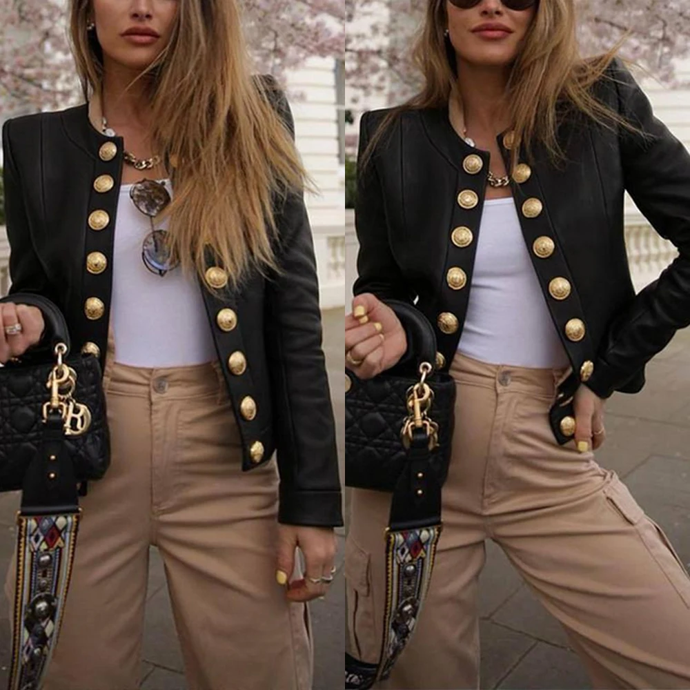 New Autumn Women Solid Short Slim Jackets Long Sleeve Buttons Casual Outwears Fashion Casual Coats
New Autumn Women Solid Short Slim Jackets Long Sleeve Buttons Casual Outwears Fashion Casual Coats