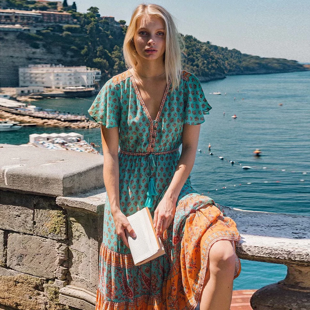 Boho Floral Printed Midi Dress V Neck Ruffle Sleeve Vintage Tassel Vestidos Summer 2022 Beach Casual Clothes Long Women Dresses
Boho Floral Printed Midi Dress V Neck Ruffle Sleeve Vintage Tassel Vestidos Summer 2022 Beach Casual Clothes Long Women Dresses