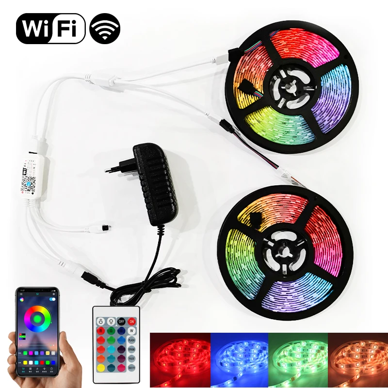 RGB 5050/2835 WIFI Controller LED Strip Light Flexible Ribbon Fita RGB Led Lights waterproof Tape Diode 20M15M10M5M DC 12V IP65
RGB 5050/2835 WIFI Controller LED Strip Light Flexible Ribbon Fita RGB Led Lights waterproof Tape Diode 20M15M10M5M DC 12V IP65