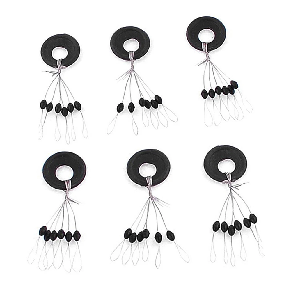 60Pcs 10Set S M L Black Rubber Space Beans Oval Stopper Fishing Bobber Float Catfish Flotador Folat Line Stops | Спорт и развлечения