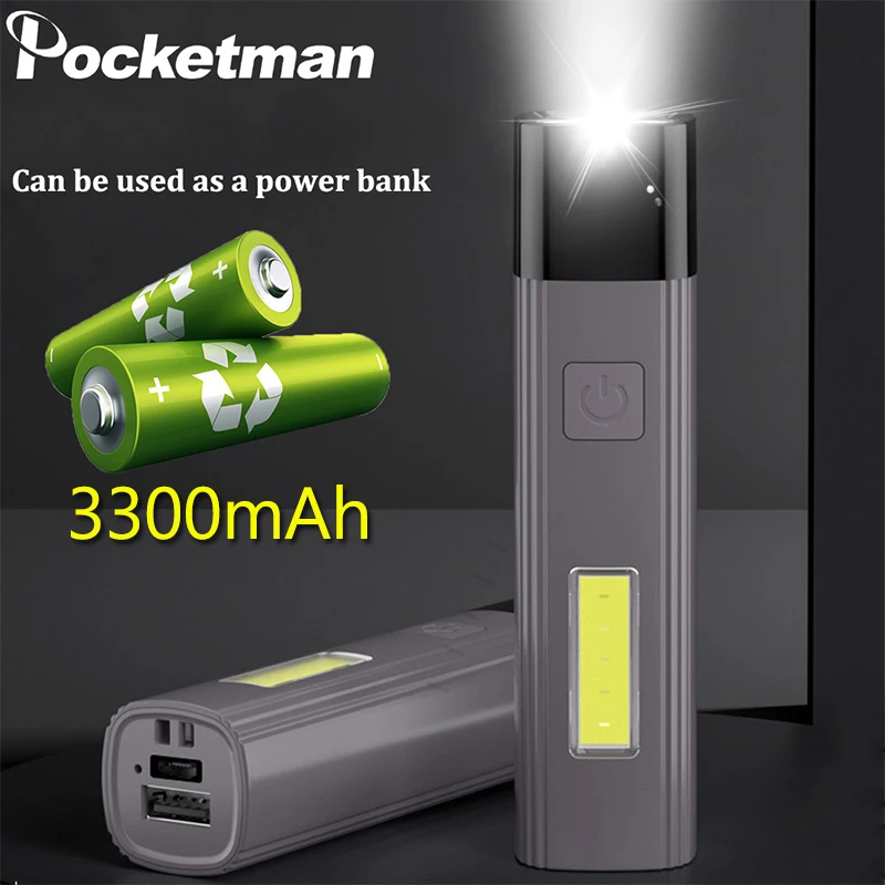 

Портативный небольшой фонасветильник-вспышка, USB, перезаряжаемый, босветильник COB со встроенным аккумулятором