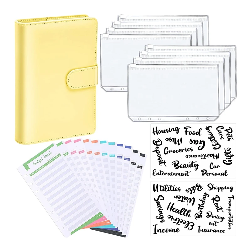 23 Pcs A6 Leather Notebook Binder Budget Set Planning Notepad 6-Ring Binder Sleeve, Binder Pockets, Cost Budget Sheets
23 Pcs A6 Leather Notebook Binder Budget Set Planning Notepad 6-Ring Binder Sleeve, Binder Pockets, Cost Budget Sheets