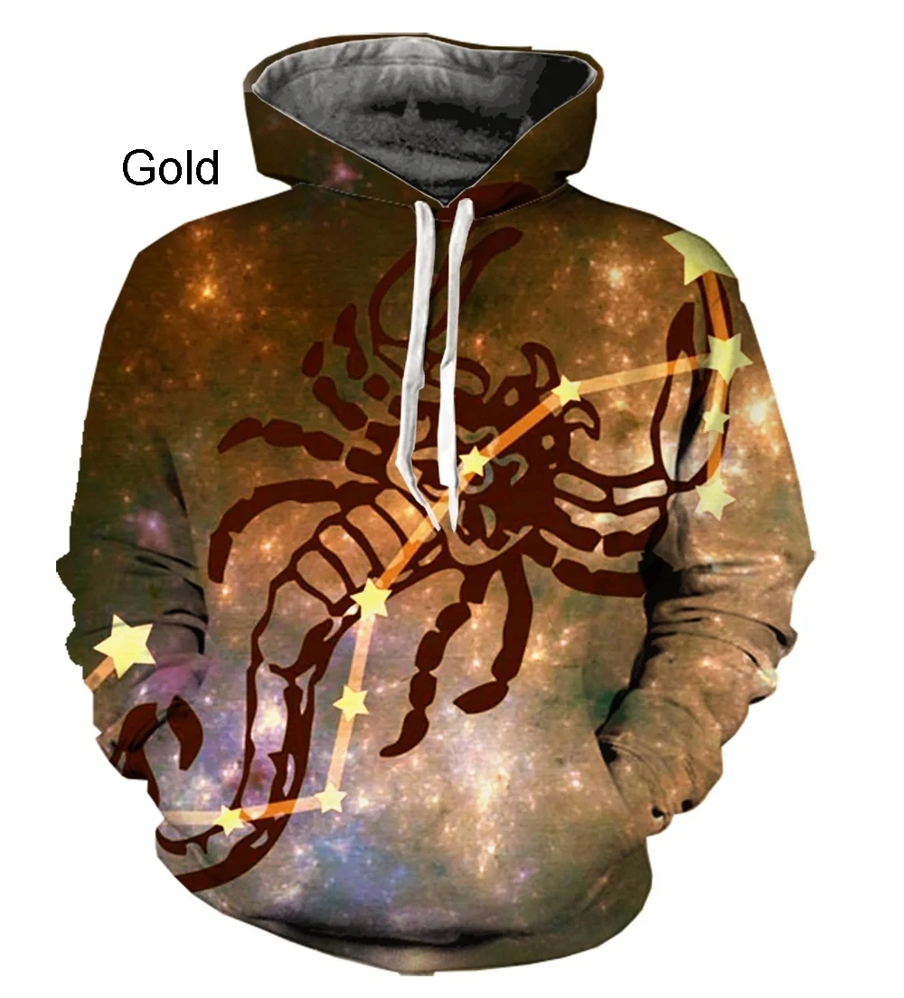 Fashion men's and women's twelve constellations Scorpio hooded sweater personality long-sleeved sports hoodies
Fashion men's and women's twelve constellations Scorpio hooded sweater personality long-sleeved sports hoodies