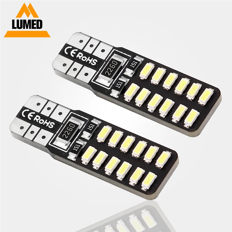 Фото Автомобильные светодиодные лампы T10 194 168 W5W 3014 SMD 24 LED фонари для парковки боковая