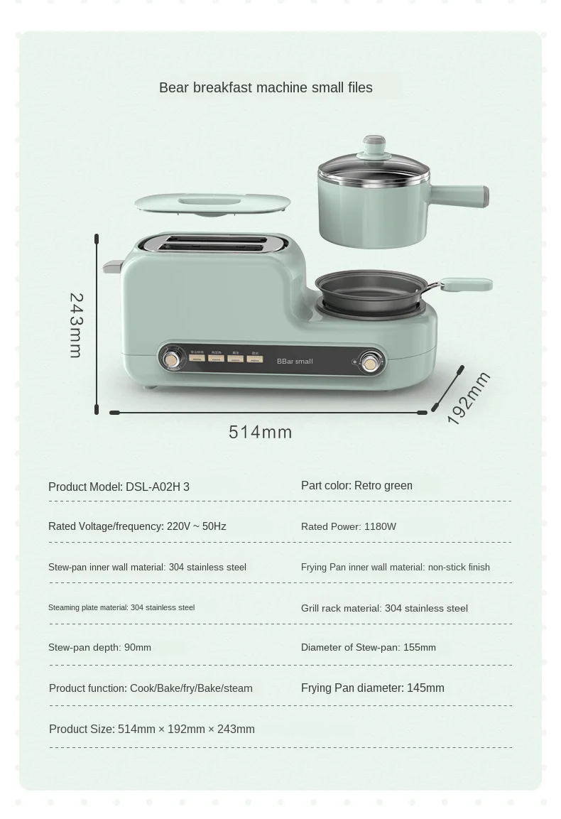 Multifunctional breakfast making machine High quality household toaster Hot Pot Boiler Frying Pan food 220V
Multifunctional breakfast making machine High quality household toaster Hot Pot Boiler Frying Pan food 220V