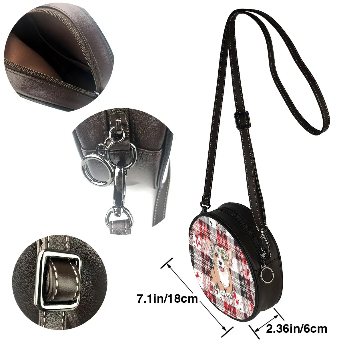 Brand Corgi Pattern Circular Bag Mini Leather Bag Women Shoulder Sac Circle Crossbody Ladies Purse Female Round Bolsa Handbag
Brand Corgi Pattern Circular Bag Mini Leather Bag Women Shoulder Sac Circle Crossbody Ladies Purse Female Round Bolsa Handbag