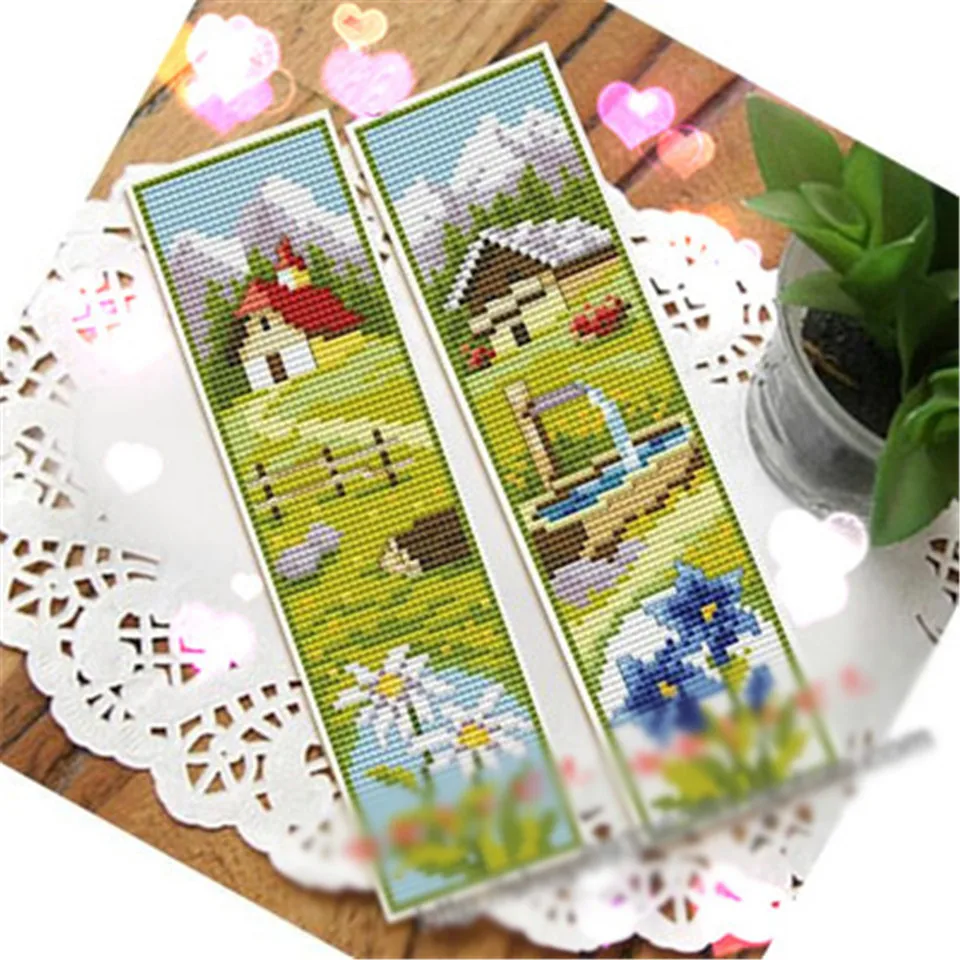 

DIY Craft Stich Cross Stitch Bookmark Christmas Plastic Fabric Needlework Embroidery Crafts Counted Cross-Stitching Kit