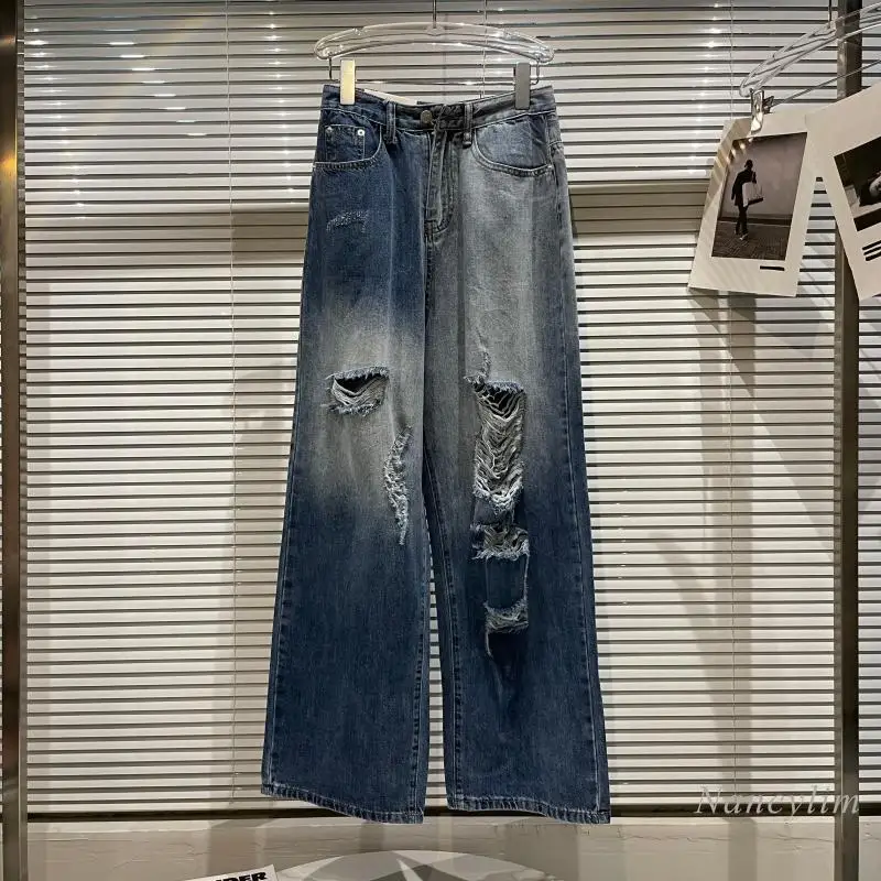 Wide Leg Jeans Women 2021 Autumn New Irregular Washing Color Ripped Holes Denim Pants Trousers Femme Nancylim
Wide Leg Jeans Women 2021 Autumn New Irregular Washing Color Ripped Holes Denim Pants Trousers Femme Nancylim