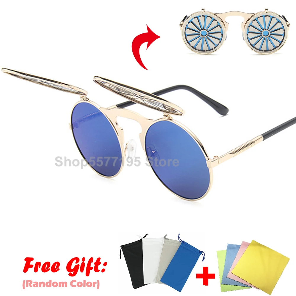 Retro Steampunk Sunglasses Men Women Metal Flip Up Punk Round Sun Glasses Unique Hip Hop Party Eyewear UV400 Goggles 2020
Retro Steampunk Sunglasses Men Women Metal Flip Up Punk Round Sun Glasses Unique Hip Hop Party Eyewear UV400 Goggles 2020