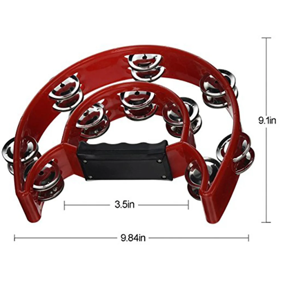 Double Row Tambourine Half Moon Metal Musical Jingles Tambourine Hand Held (Red)
Double Row Tambourine Half Moon Metal Musical Jingles Tambourine Hand Held (Red)