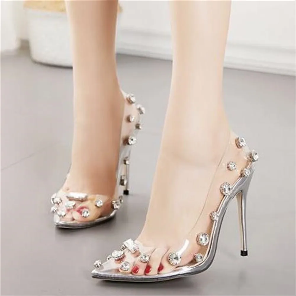 2021 Spring Summer Rivet Crystal Pumps Wedding Women Work Shoes High Heels PVC Transparent Sexy Night Club Femme Stilettos Silve
2021 Spring Summer Rivet Crystal Pumps Wedding Women Work Shoes High Heels PVC Transparent Sexy Night Club Femme Stilettos Silve