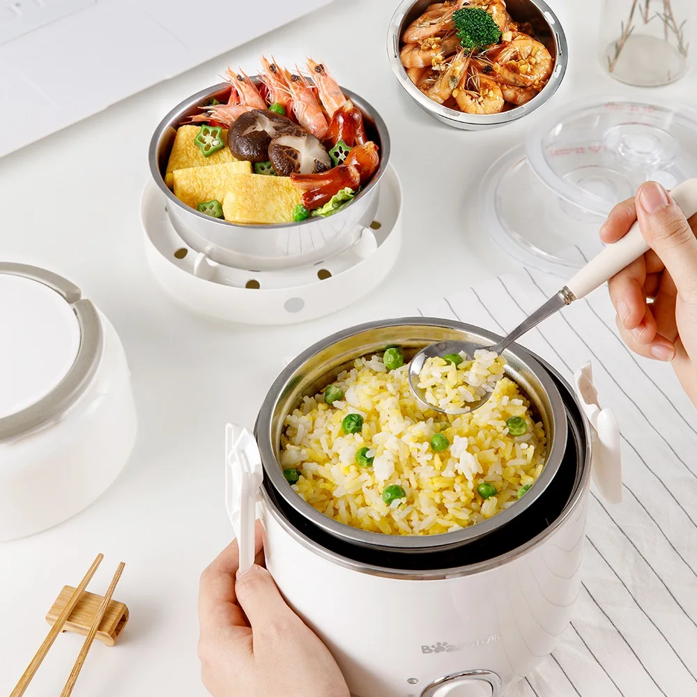220V 2L Electric Rice Cooker Multi Cooker Electric Lunch Meals Heating Box 3 Layers Portable Cooking Pot EU/AU/UK/US Plug