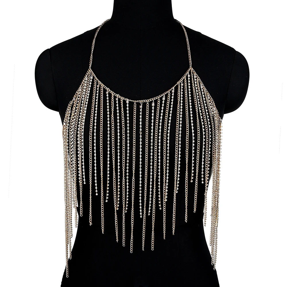 Women's Sexy Tassel Rhinestone Decor Top Linked Halter Bralette Chest Chain Gothic Punk Fashion Festival Jewelry Accessories
Women's Sexy Tassel Rhinestone Decor Top Linked Halter Bralette Chest Chain Gothic Punk Fashion Festival Jewelry Accessories