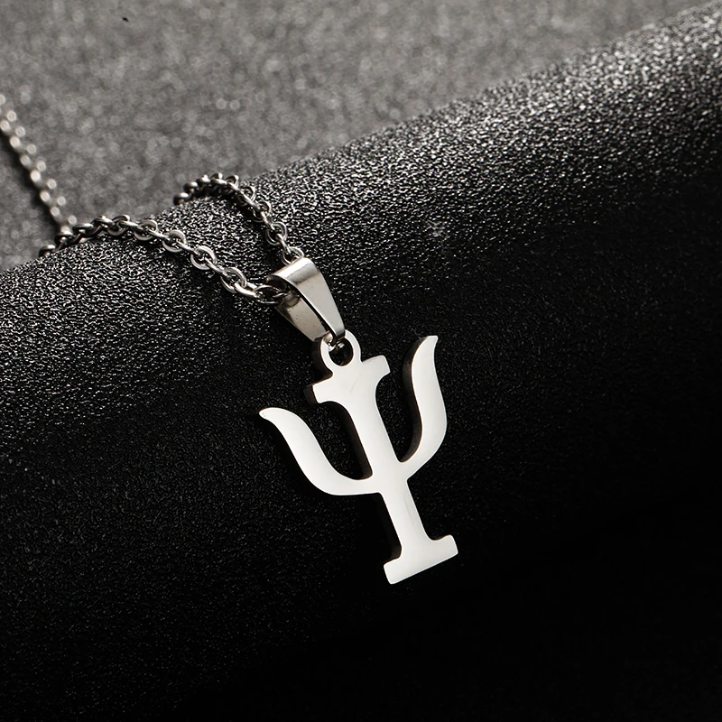 Simple Stainless Steel Greek Letter PSI Symbol Necklace Pendant Gold Women Psychology Kettings Jewelry Gift | Украшения и
