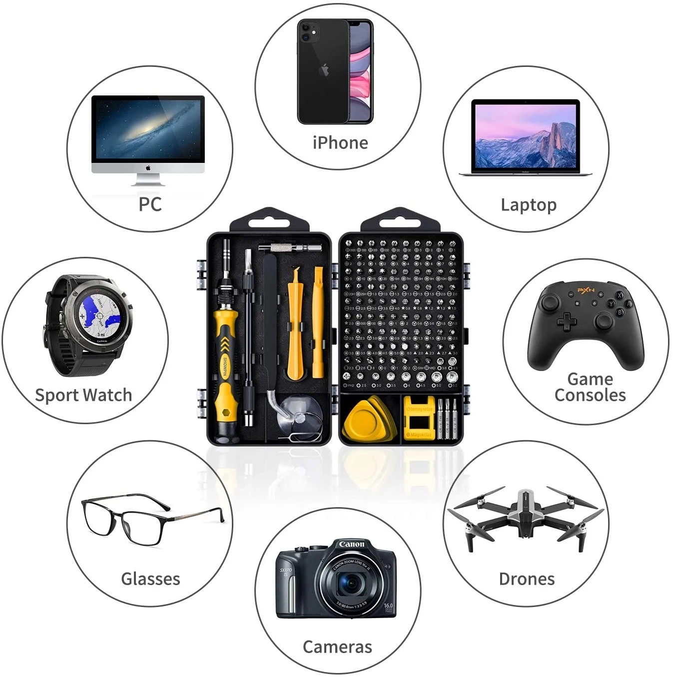 Precision Screwdriver Set,122 in 1 Magnetic Laptop Screwdriver Kit,Computer Repair Kit,Small Impact Screw Driver Set With Case
Precision Screwdriver Set,122 in 1 Magnetic Laptop Screwdriver Kit,Computer Repair Kit,Small Impact Screw Driver Set With Case