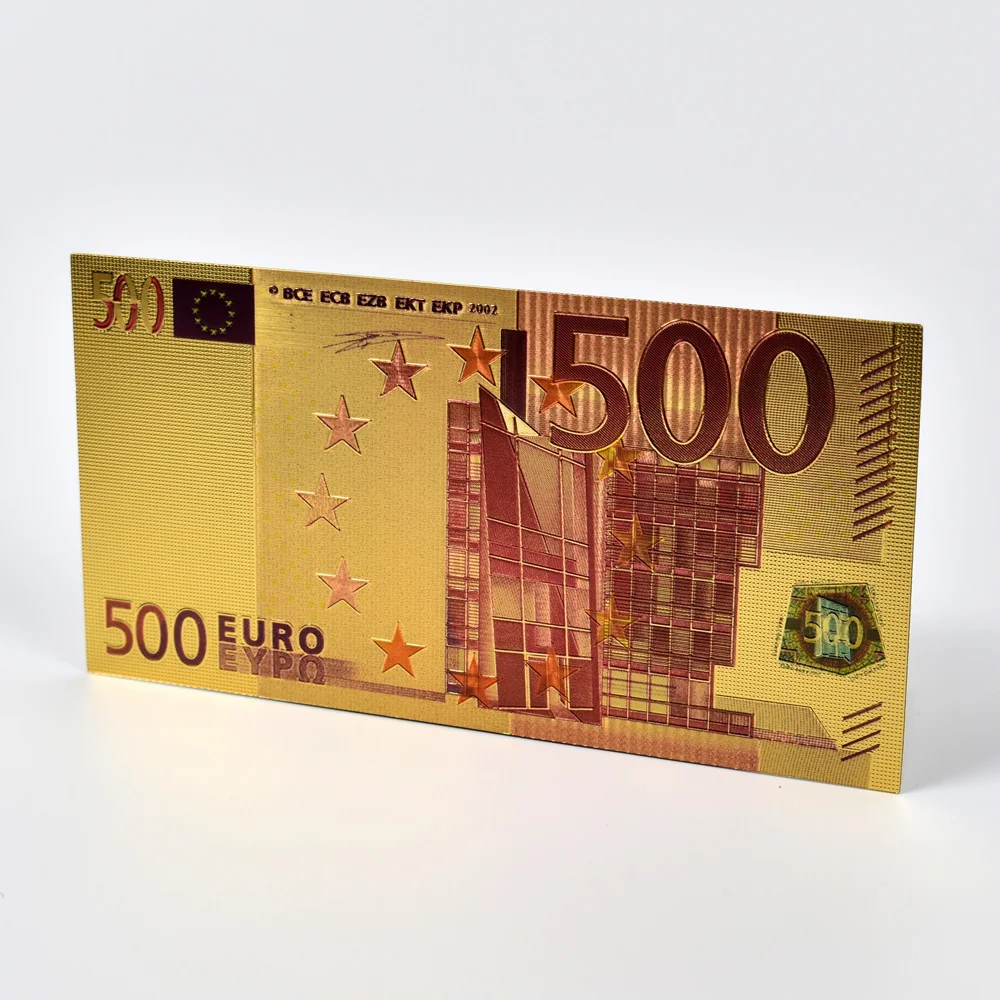 500 Euro Gold Foil Banknotes Colorful Print Bank Notes
500 Euro Gold Foil Banknotes Colorful Print Bank Notes