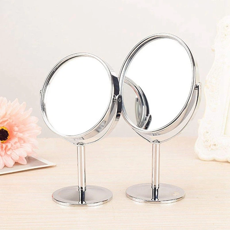 

2Pcs 360 Rotation Degrees Double Sided Desktop Makeup Mirror European HD Metal Magnifying Mirror Vanity Mirror