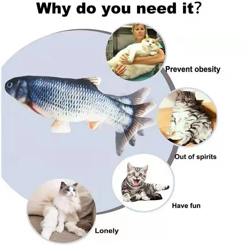 Cat USB Charger Toy Fish Interactive Electric floppy Fish Cat toy Realistic Pet Cats Chew Bite Toys Pet Supplies Cats dog toy
Cat USB Charger Toy Fish Interactive Electric floppy Fish Cat toy Realistic Pet Cats Chew Bite Toys Pet Supplies Cats dog toy