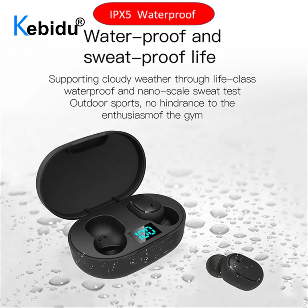 Беспроводные наушники Kebidu Bluetooth 5 0 спортивные TWS для фитнеса светодиодные Android