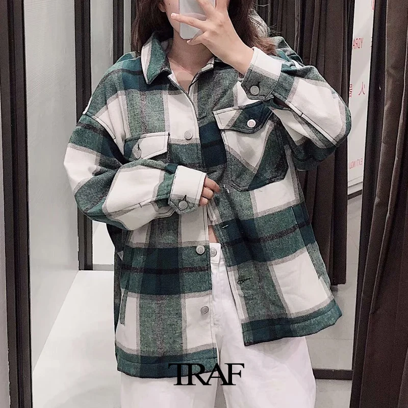 Plaid Jacket Coat Fashion Lapel Collar Long Sleeve Pockets Loose Outerwear Chic Tops Women Vintage Stylish Oversized
Plaid Jacket Coat Fashion Lapel Collar Long Sleeve Pockets Loose Outerwear Chic Tops Women Vintage Stylish Oversized