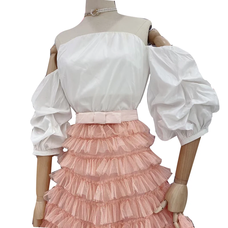 VGH Casual White Shirt For Women Slash Neck Puff Half Sleeve Minimalist Loose Blouses Female Summer Fashion New Clothing 2021
VGH Casual White Shirt For Women Slash Neck Puff Half Sleeve Minimalist Loose Blouses Female Summer Fashion New Clothing 2021