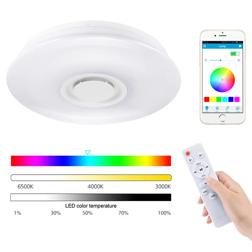 Nordic LED RGB Ceiling Light for Bedroom Music Ceiling Lamp with Bluetooth Speaker Dimmable Home Decoration Living Room Lighting
Nordic LED RGB Ceiling Light for Bedroom Music Ceiling Lamp with Bluetooth Speaker Dimmable Home Decoration Living Room Lighting