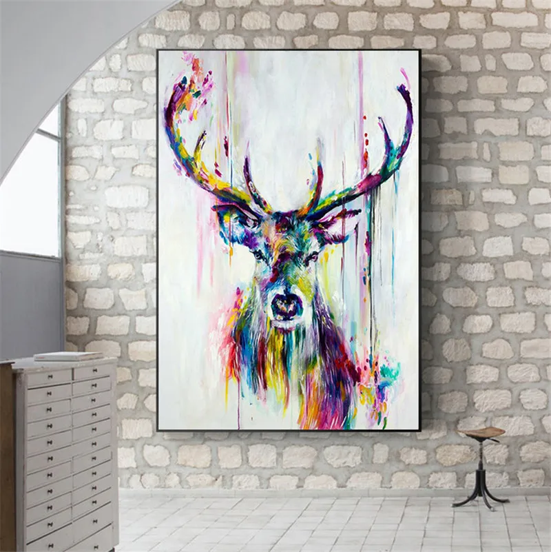 

Watercolor Deer Head Stag Animal Posters and Prints Canvas Painting Wall Picture Scandinavian Nordic Wall Art Nursery Kids Decor