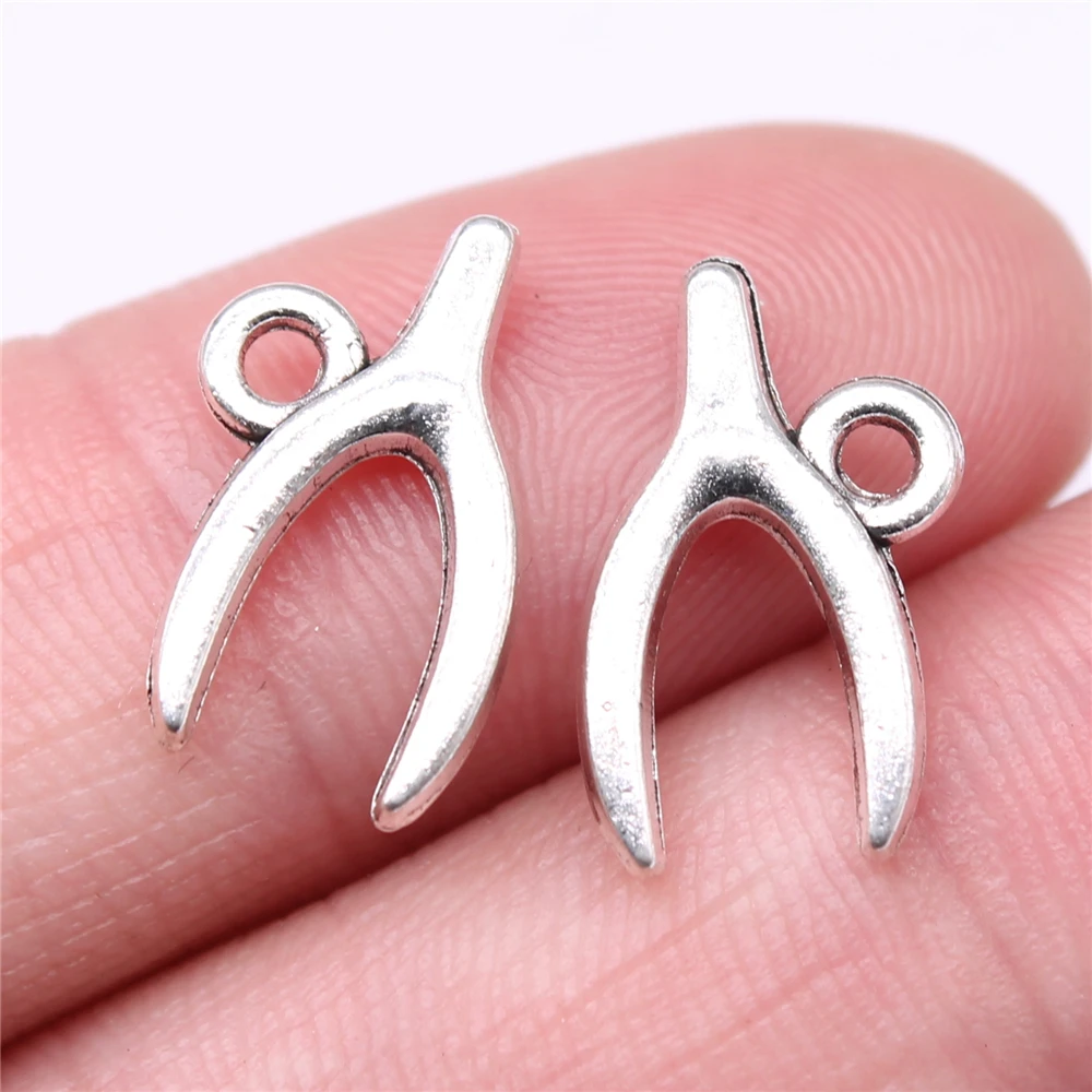 

WYSIWYG 20pcs Charms 17x9mm Wish Bone Charms For Jewelry Making Antique Silver Color DIY Jewelry Findings Pendant
