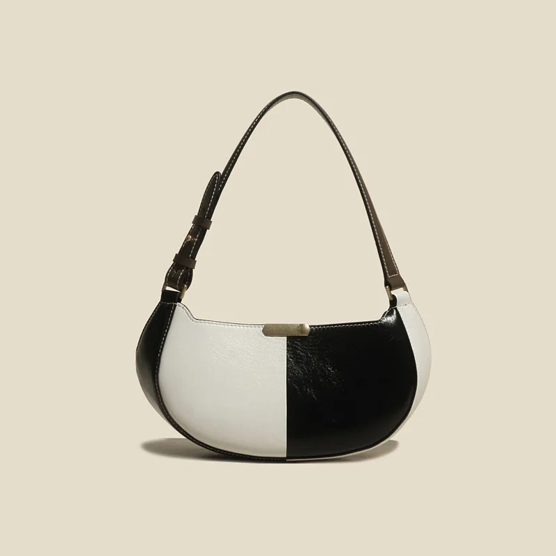 Exquisite Black&White Panelled Baguette For Women Retro Casual Shoulder Bag Croissant Portable Underarm Eveing Party Purse 
Exquisite Black&White Panelled Baguette For Women Retro Casual Shoulder Bag Croissant Portable Underarm Eveing Party Purse
