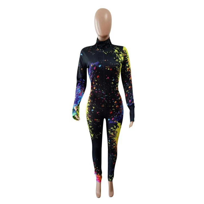 Solid Color Graffiti Print Stand Collar Long Sleeves Ribbing Women Jumpsuit New Arrival Autumn Hot Trendy Rompers
Solid Color Graffiti Print Stand Collar Long Sleeves Ribbing Women Jumpsuit New Arrival Autumn Hot Trendy Rompers