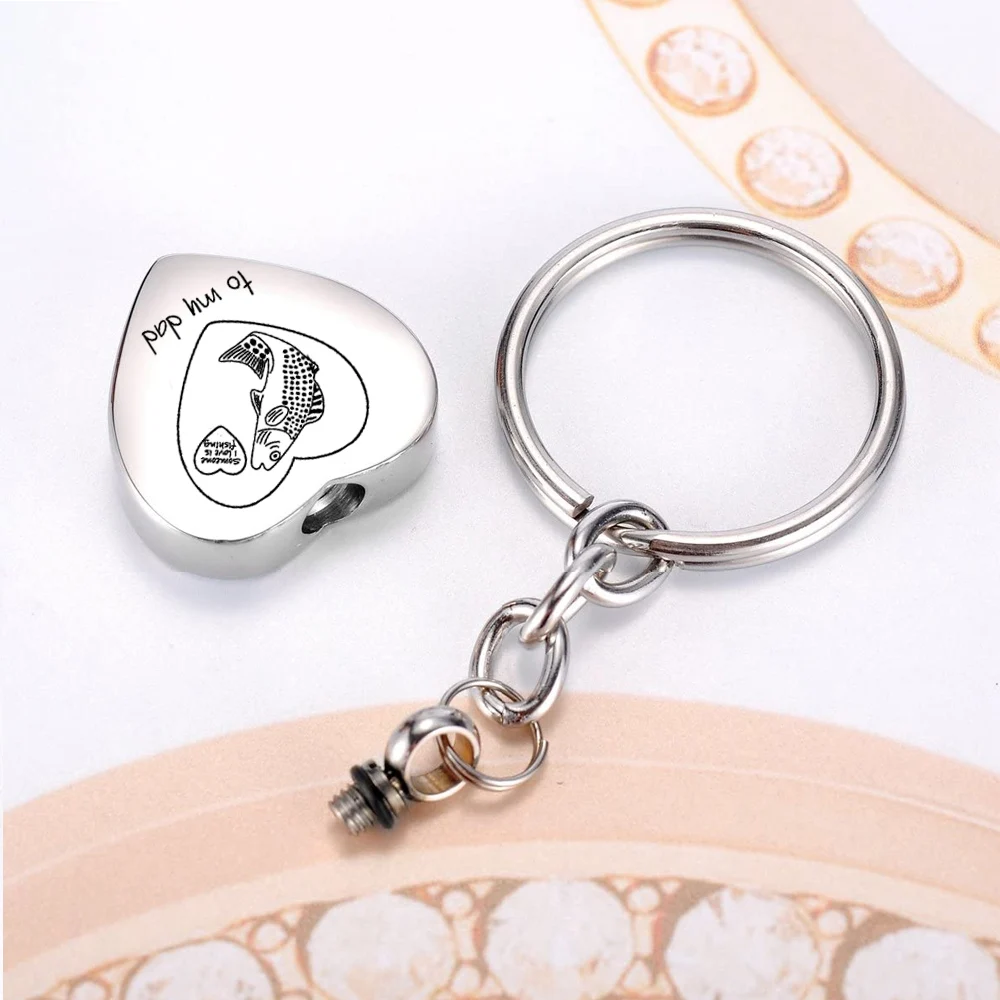 Heart-shaped fish keychain cremation jewelry urn keychain commemorative dad exquisite stainless steel urn keepsake
Heart-shaped fish keychain cremation jewelry urn keychain commemorative dad exquisite stainless steel urn keepsake