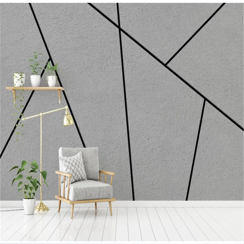 

xuesu Customized 3D wallpaper modern minimalist geometric lines cement color sofa background 8D waterproof wall covering