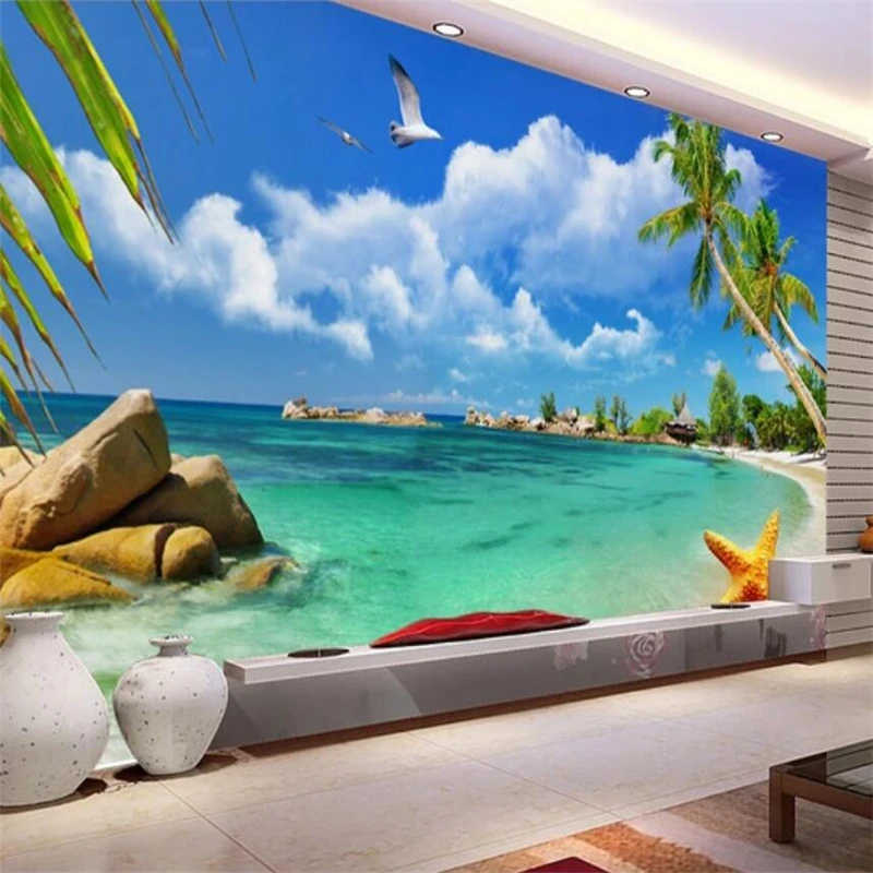 

Пользовательские фото обои 3D Приморский камень Эгейское ТВ Фон Стена гостиная спальня ресторан украшение картина фотоообои