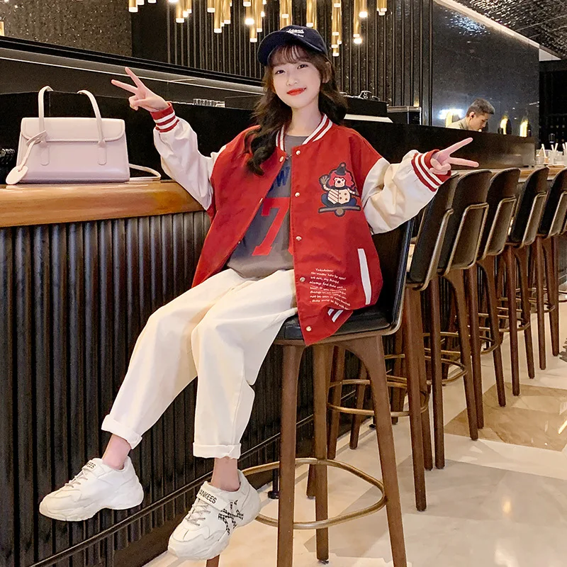 Teenage Fashion Sport Jacket Girls Casual Top Clothes Kids Spring Autumn Cartoon Outwear Children Contrast Color Stitching Coat
Teenage Fashion Sport Jacket Girls Casual Top Clothes Kids Spring Autumn Cartoon Outwear Children Contrast Color Stitching Coat