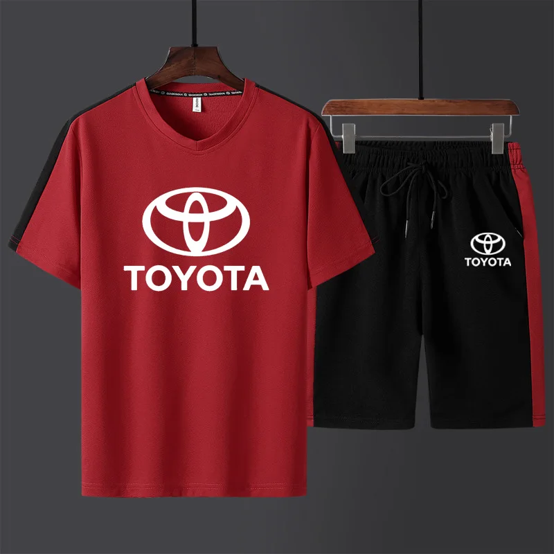 Summer Men's suits Toyota Car Logo Printed high quality Casual Solid color Splicing stripe Cotton Men's T-shirt+shorts 2-piece s
Summer Men's suits Toyota Car Logo Printed high quality Casual Solid color Splicing stripe Cotton Men's T-shirt+shorts 2-piece s