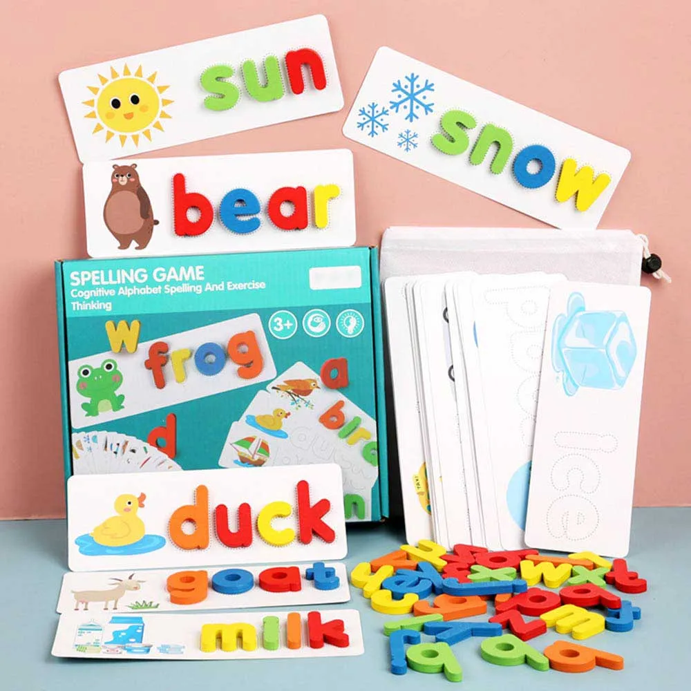 Toddler Early Educational Cognition Puzzle Game Kids Wooden Word Spelling Games English 26 Letters Recognition Alphabet Toy Set
Toddler Early Educational Cognition Puzzle Game Kids Wooden Word Spelling Games English 26 Letters Recognition Alphabet Toy Set