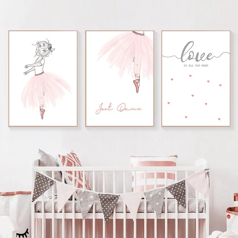 Abstract Ballet Girls Wall Art Poster Pink Dress Art Print Love Heart Quotes Canvas Painting Nordic Picture Baby Kids Room Decor
Abstract Ballet Girls Wall Art Poster Pink Dress Art Print Love Heart Quotes Canvas Painting Nordic Picture Baby Kids Room Decor