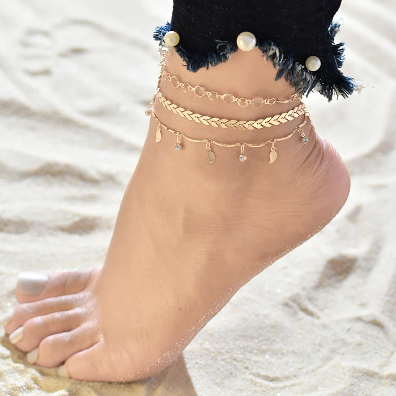 2021 HOT Fashion Style Vintage Beach Foot Anklet For Women Bohemian Female Anklets Summer Bracelet On the leg Jewelry | Украшения и